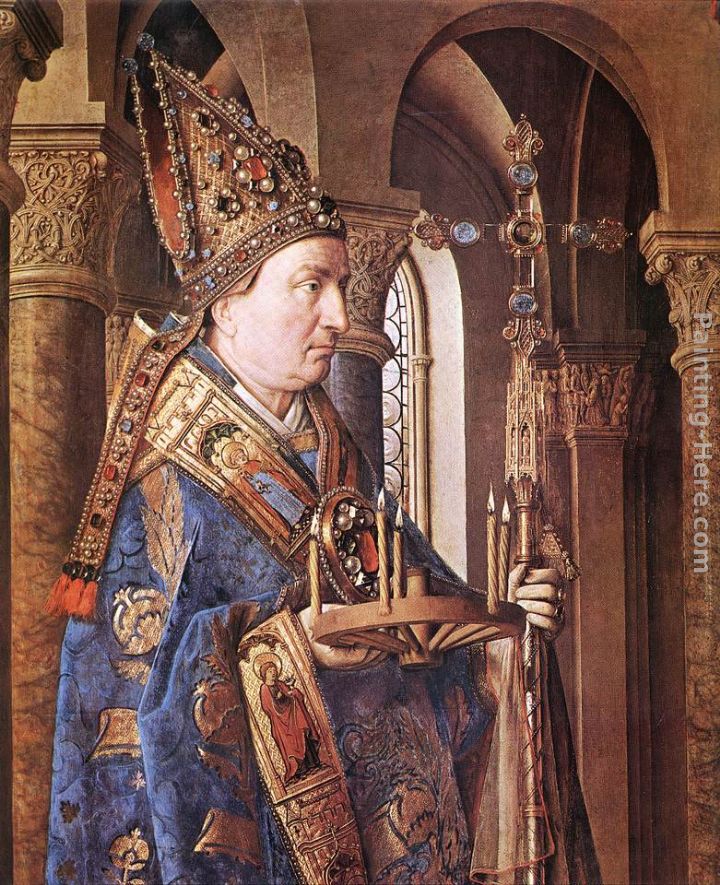 Jan van Eyck The Madonna with Canon van der Paele [detail 1]